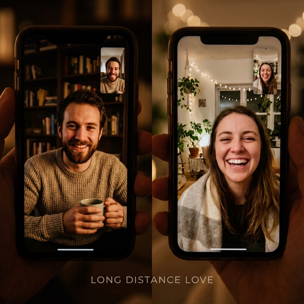 Long distance couple video calling